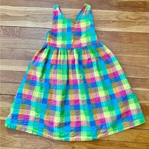 Frugi Girls’ 6-7Y Multi-Color Check Crossback Sundress 100% Organic Cotton